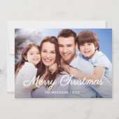 Foto met Kerstmis Ontlegant script 2 Sided Design Feestdagenkaart (Voorkant)