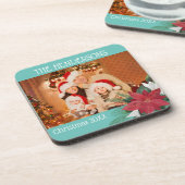 Foto met Kerstmis Poinsettia Bier Onderzetter (Linkerzijde)