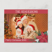 Foto met Kerstmis Poinsettia Feestdagenkaart (Voorkant)