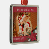 Foto met Kerstmis Poinsettia Metalen Ornament (Rechts)