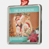 Foto met Kerstmis Poinsettia Metalen Ornament (Links)