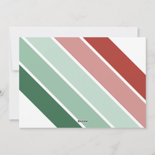 Foto met kerstscript Retro Red Green Stripes Feestdagenkaart (Achterkant)