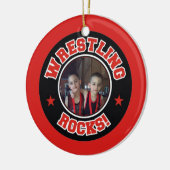 Foto met kerstversiering keramisch ornament (Links)