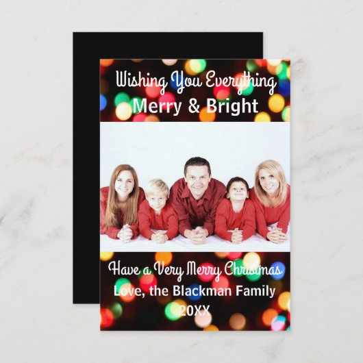 Foto met kleurrijke lampjes - 3 x 5 Kerstmis Kaart (Voorkant / Achterkant)