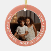 Foto met koraalrand en aangepaste tekst - minimaal keramisch ornament (Voorkant)