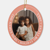 Foto met koraalrand en aangepaste tekst - minimaal keramisch ornament (Links)