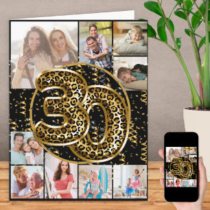 Foto met luipaardprint gouden ballonnen voor 30e v kaart