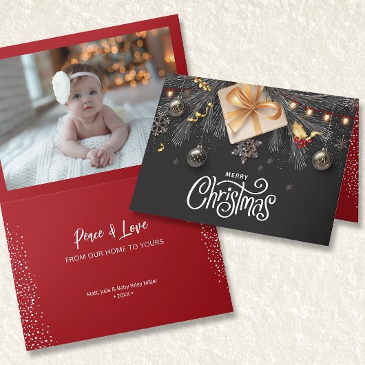 Foto met Merry Kerstvouding Kaart