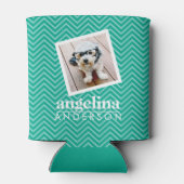 Foto met Modern Chevron Pattern en Aangepaste naam Blikjeskoeler (Achterkant)