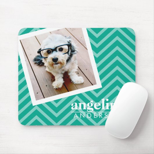 Foto met Modern Chevron Pattern en Aangepaste naam Muismat (Met muis)