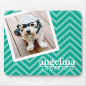 Foto met Modern Chevron Pattern en Aangepaste naam Muismat (Voorkant)