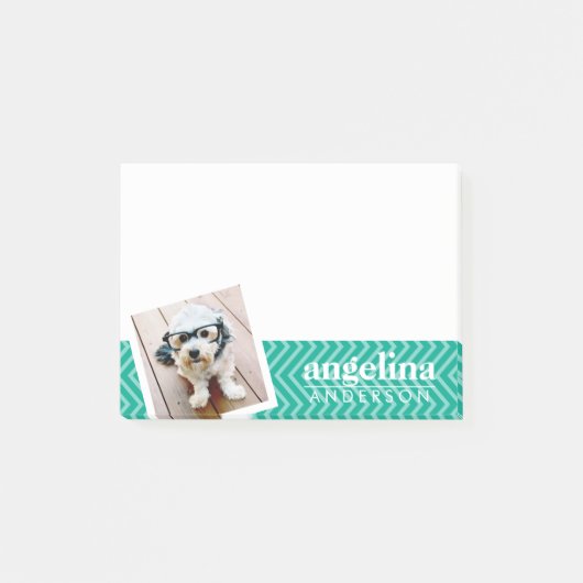 Foto met Modern Chevron Pattern en Aangepaste naam Post-it® Notes (Voorkant)