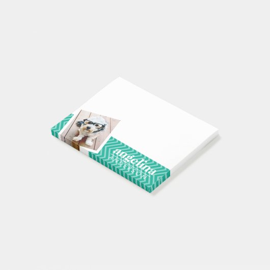 Foto met Modern Chevron Pattern en Aangepaste naam Post-it® Notes (Schuin)