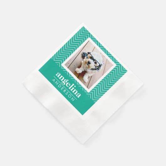 Foto met Modern Chevron Pattern en Aangepaste naam Servetten (Hoek)