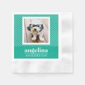 Foto met Modern Chevron Pattern en Aangepaste naam Servetten (Voorkant)