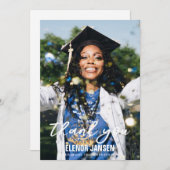 Foto met modern handschrift Afstuderen Bedankkaart (Voorkant / Achterkant)