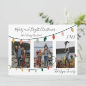 Foto met moderne sieraden en heldere kerstlichten feestdagenkaart (Staand voorkant)