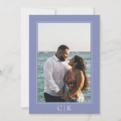 Foto met monogram van zeester in maagdelengroen save the date (Achterkant)