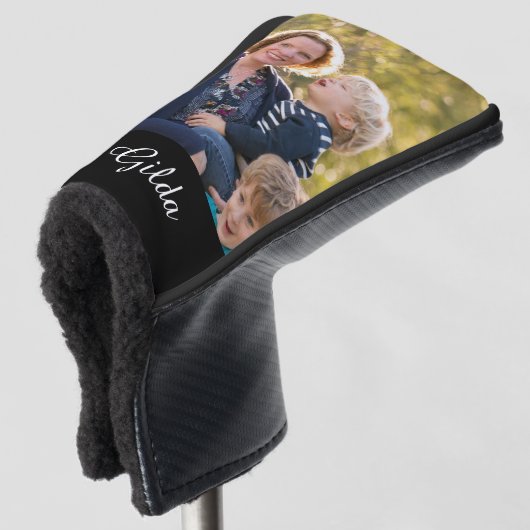 Foto met Monogrammed Name Script Typografie Golfheadcover (3/4 voorkant)