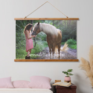 Foto met naam of tekst voor paardenliefhebbers hangend wandkleed