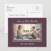 Foto met paarse bruiloft Save the Date Aankondigingskaart (Voorkant / Achterkant)