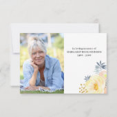 Foto met Peach Yellow Flowers en Script Funeral Bedankkaart (Achterkant)