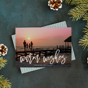 Foto met penseel geschreven 'Warm Wishes' Feestdagenkaart