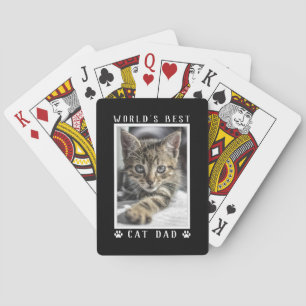 Foto met pootafdrukken van de beste kattenvader te pokerkaarten