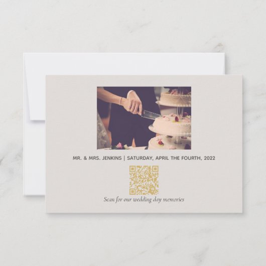 Foto met QR Code Elegant Gold script Bedankkaart (Achterkant)