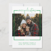 Foto met rand Minimaal Kerstmis groen Feestdagenkaart (Voorkant)