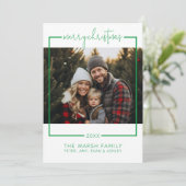 Foto met rand Minimaal Kerstmis groen Feestdagenkaart (Staand voorkant)