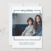 Foto met rand Minimaal prettig kerstfeest blauw Feestdagenkaart (Voorkant)