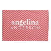 Foto met Red Chevron Pattern - Naam op achterzijde Kussensloop (Achterkant)