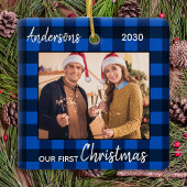 Foto met Red Pset Couple voor eerste kerstfeest Keramisch Ornament