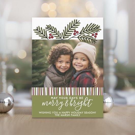 Foto met Retro-kerstpins-bijkantoren Feestdagenkaart