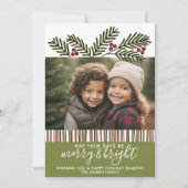 Foto met Retro-kerstpins-bijkantoren Feestdagenkaart (Voorkant)