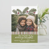 Foto met Retro-kerstpins-bijkantoren Feestdagenkaart (Staand voorkant)