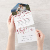 Foto met robijnrode krullen 40ste huwelijksverjaar all in one uitnodiging (Afscheurbaar)