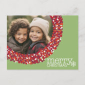 Foto met rode bes Kerstkrans frame Feestdagenkaart (Voorkant)