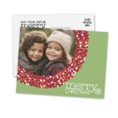 Foto met rode bes Kerstkrans frame Feestdagenkaart
