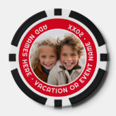 Foto met rode rand en aangepaste tekst poker chips (Voorkant)