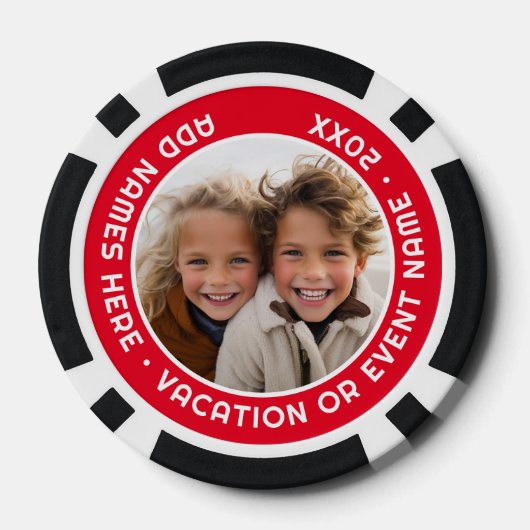 Foto met rode rand en aangepaste tekst poker chips (Achterkant)