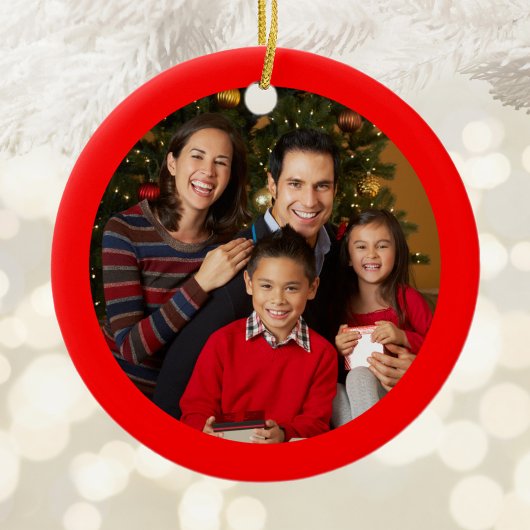 Foto met rode rand keramisch ornament