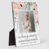 Foto met roze bloemen in liefdevolle herinnering fotoplaat (Zijkant)