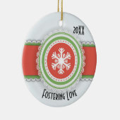 Foto met roze en groene kerst keramisch ornament (Rechts)