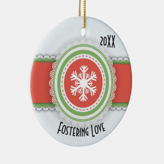 Foto met roze en groene kerst keramisch ornament (Rechts)