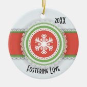 Foto met roze en groene kerst keramisch ornament (Voorkant)