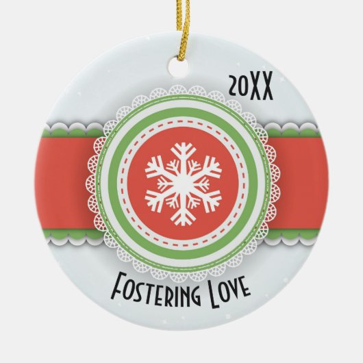 Foto met roze en groene kerst keramisch ornament (Voorkant)