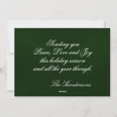 Foto met Silver Border & Snowflakes op Emerald Feestdagenkaart (Achterkant)