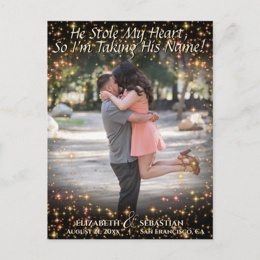 Foto met Sparkles Cute Wedding Save the Date Aankondigingskaart (Voorkant)